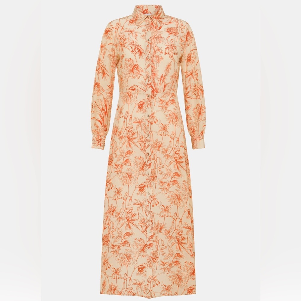 Bethany Dress, silk midi long sleeve dress, size 42